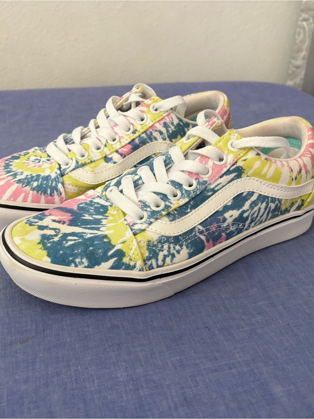 Vans Tie-Dye Low Top Sneakers in Blue, Pink & Yellow